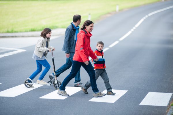 Family walk at the Crosswalk Family walk at the Crosswalk